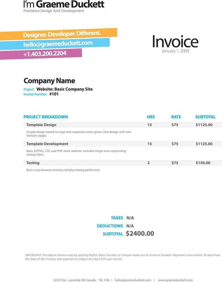 56 Best Invoice Template For Freelance Web Design Now by Invoice Template For Freelance Web Design