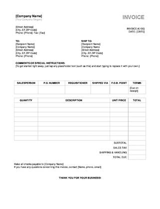 56 Format Microsoft Office Blank Invoice Template Download by Microsoft Office Blank Invoice Template