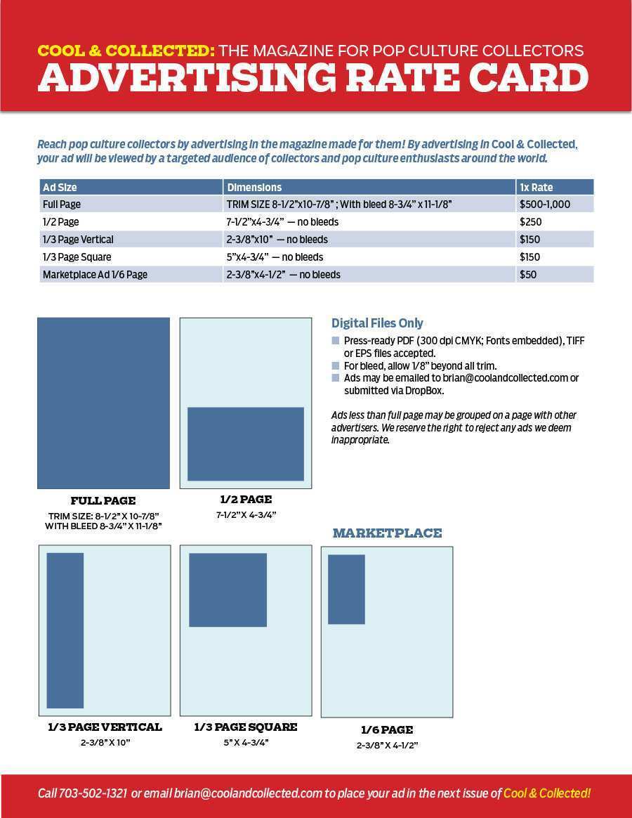 Rate Card Template Advertising Cards Design Templates