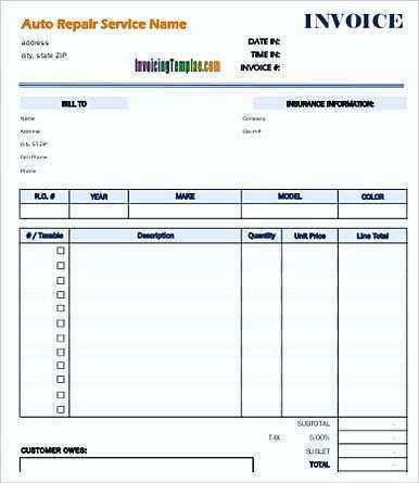 56 Report Car Repair Invoice Template Photo with Car Repair Invoice Template