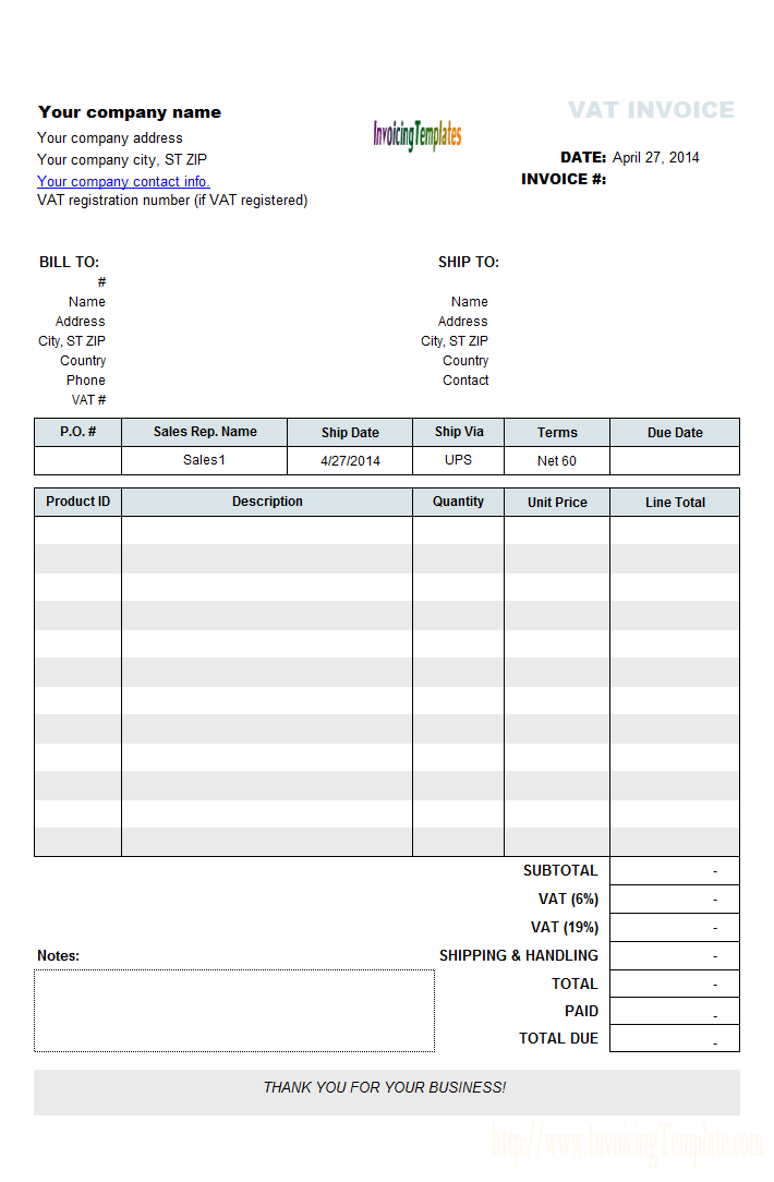 57 Online Sample Vat Invoice Template for Ms Word for Sample Vat Invoice Template