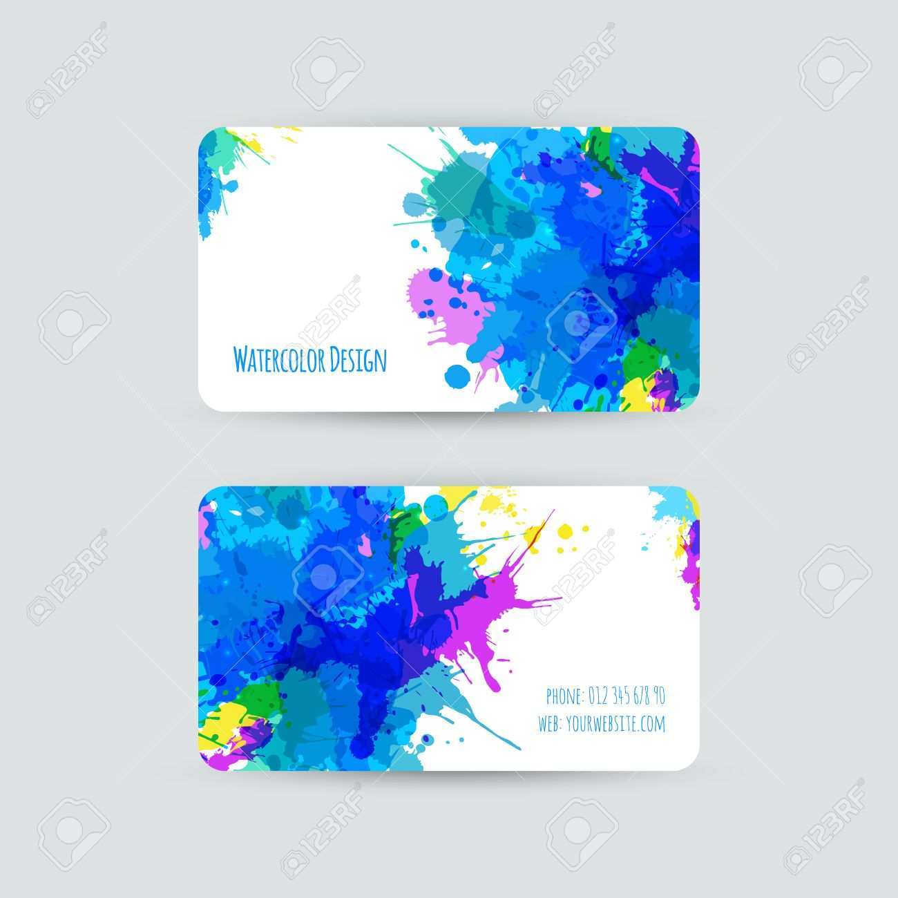 58 Business Card Templates Watercolor PSD File with Business Card Templates Watercolor