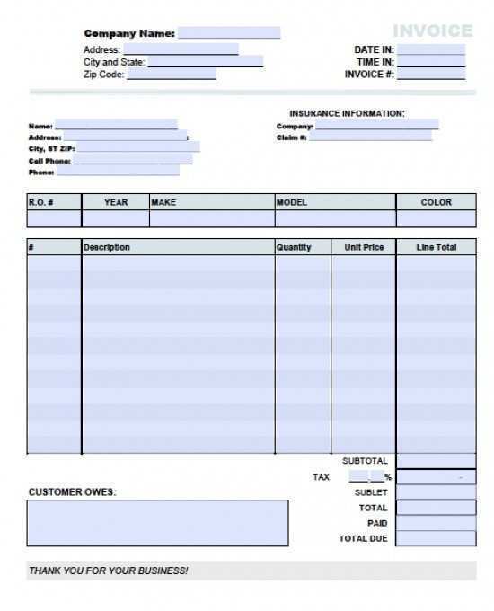 mechanical repair invoice template cards design templates