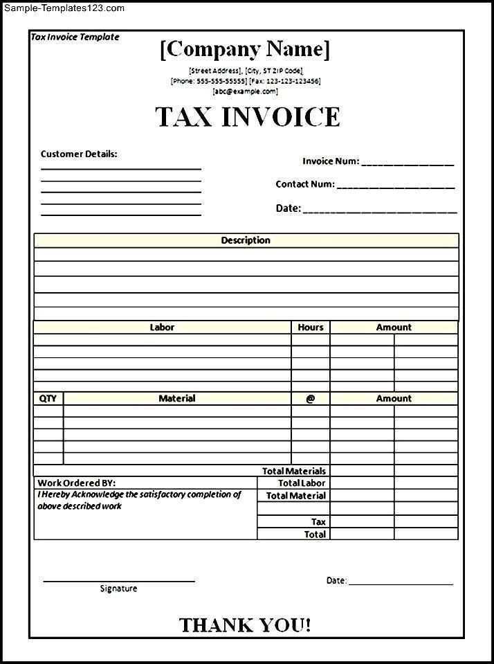 58 Printable Tax Invoice Template Word Doc Psd File For Tax Invoice Template Word Doc Cards Design Templates