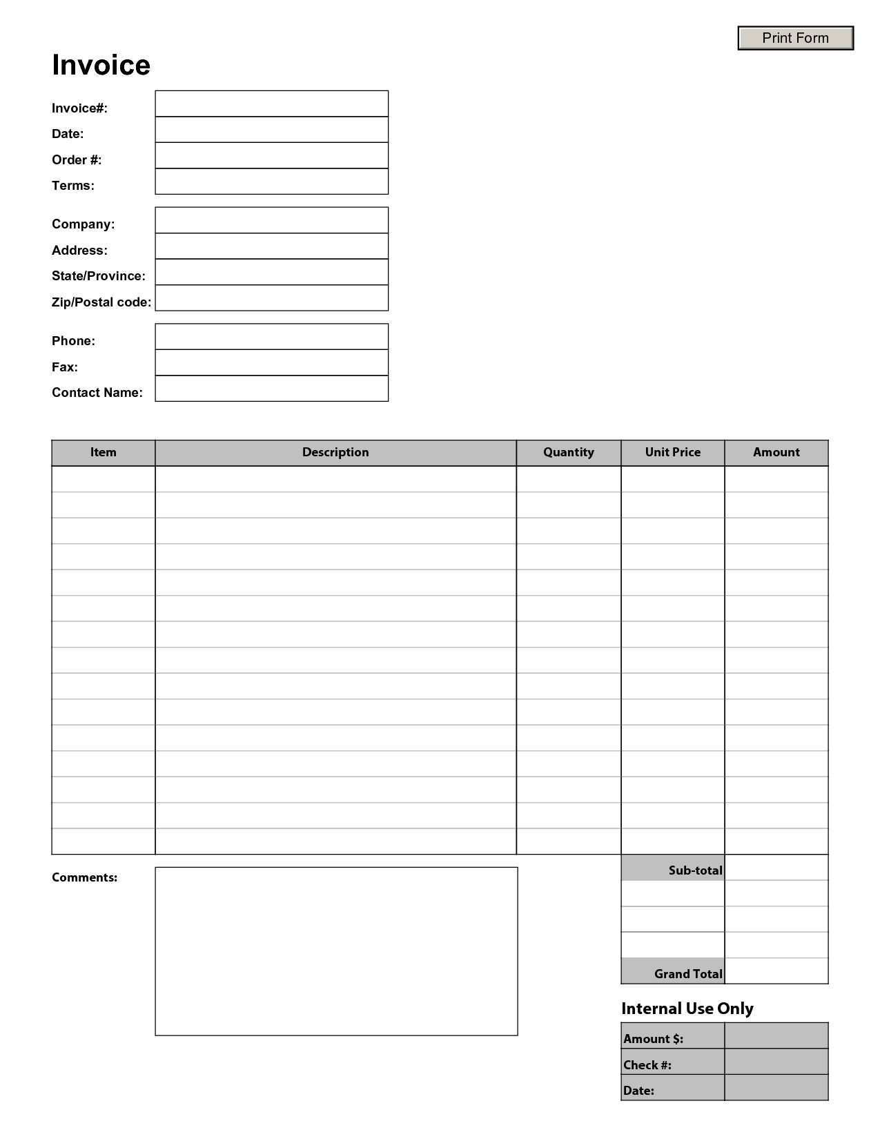 58 The Best Blank Invoice Template In Excel in Word by Blank Invoice Template In Excel