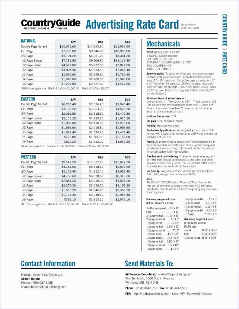 58 The Best Rate Card Template Advertising Now For Rate Card Template 
