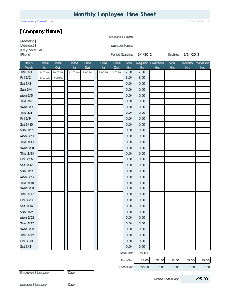 59 Blank Monthly Time Card Format Excel Templates for Monthly Time Card Format Excel