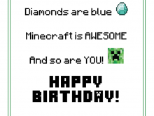 59 Customize Minecraft Birthday Card Template Printable Templates for Minecraft Birthday Card Template Printable