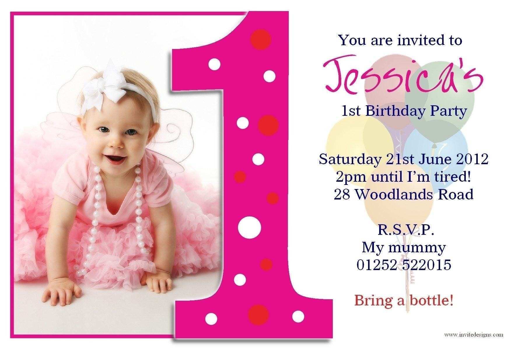 20 Printable Birthday Invitation Card Template For Girl in Word Pertaining To First Birthday Invitation Card Template