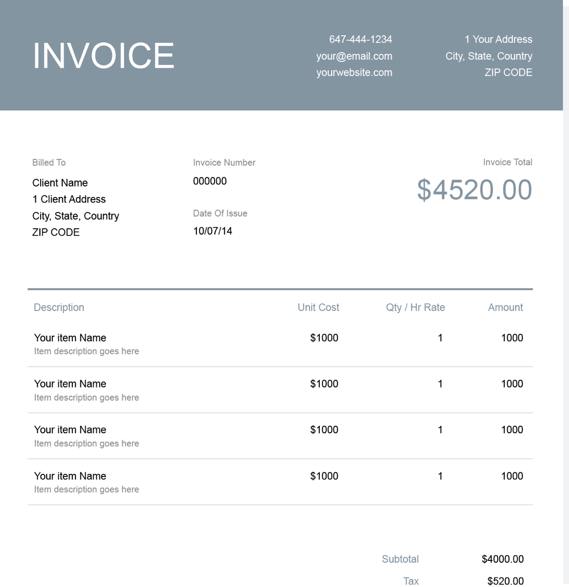 60 Adding Blank Hourly Invoice Template for Ms Word with Blank Hourly Invoice Template