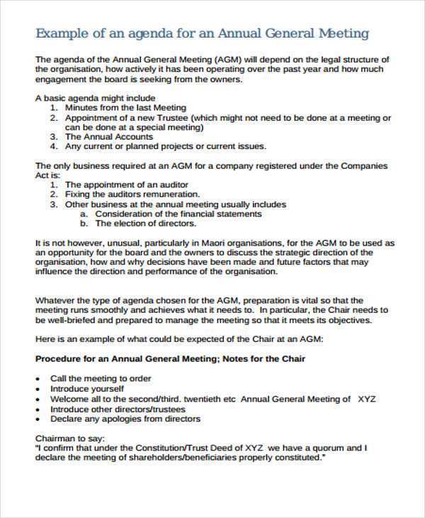 60 Creating Agm Meeting Agenda Template In Word With Agm Meeting Agenda 