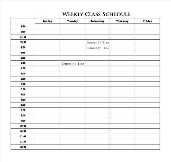 61 Blank University Class Schedule Template Photo by University Class Schedule Template