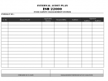 61 Creative Internal Audit Plan Template Free Layouts with Internal Audit Plan Template Free