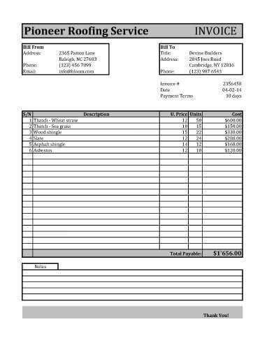 61 Free Free Roofing Invoice Template in Photoshop with Free Roofing Invoice Template
