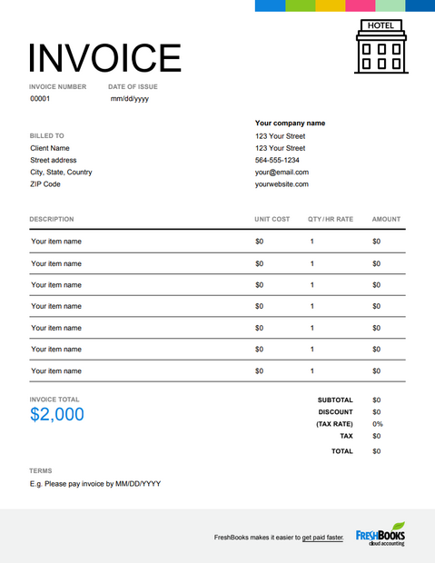 61 Free Hotel Invoice Template Free With Stunning Design for Hotel Invoice Template Free