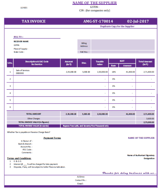 62 Customize Our Free Invoice Format Under Gst Templates for Invoice Format Under Gst