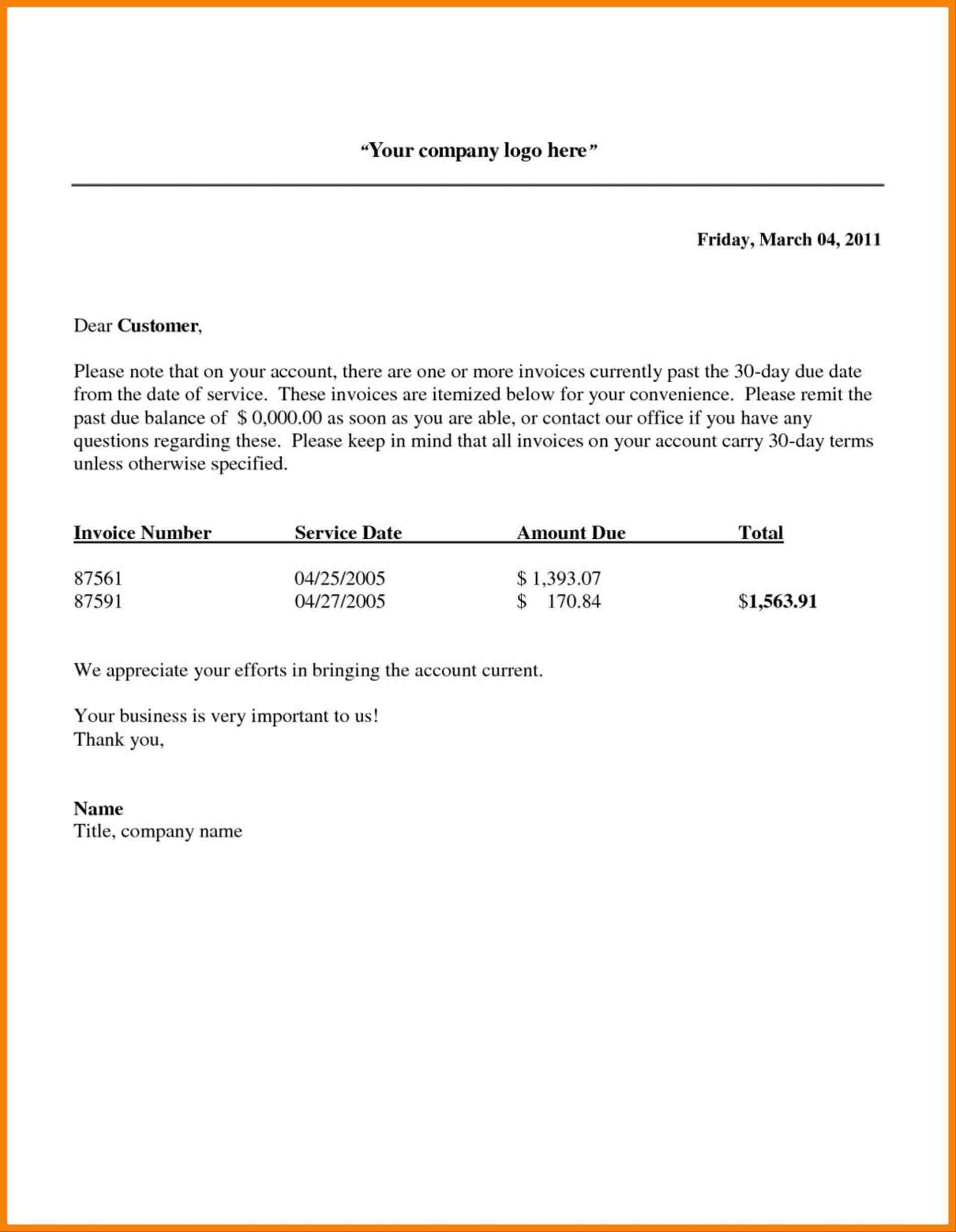 Invoice Sending Email Template