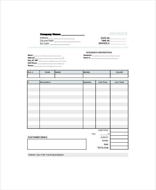 Free Printable Home Repair Invoice Template Printable Templates 0088