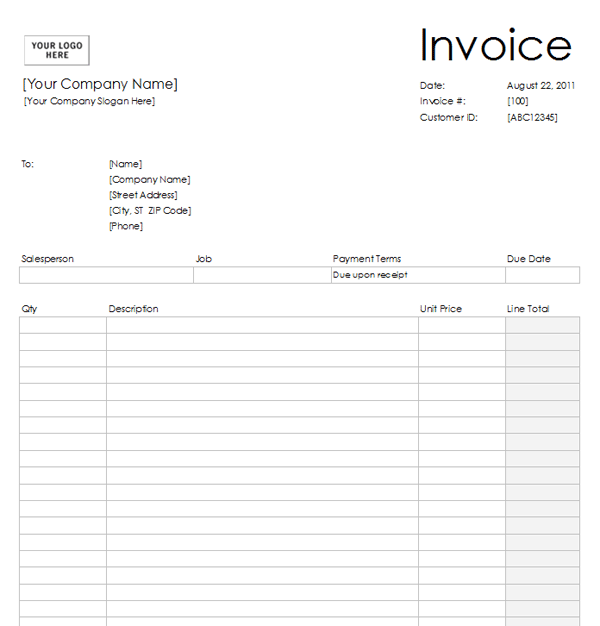 63 Creative Blank Invoice Template Microsoft Excel Now with Blank Invoice Template Microsoft Excel