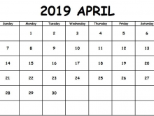 Daily Calendar Template April 2019