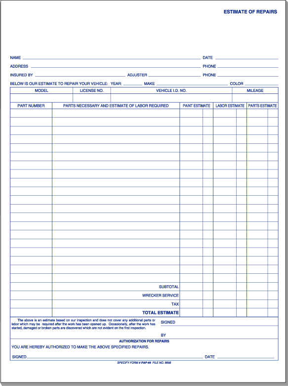 Body Shop Repair Invoice Template Cards Design Templates