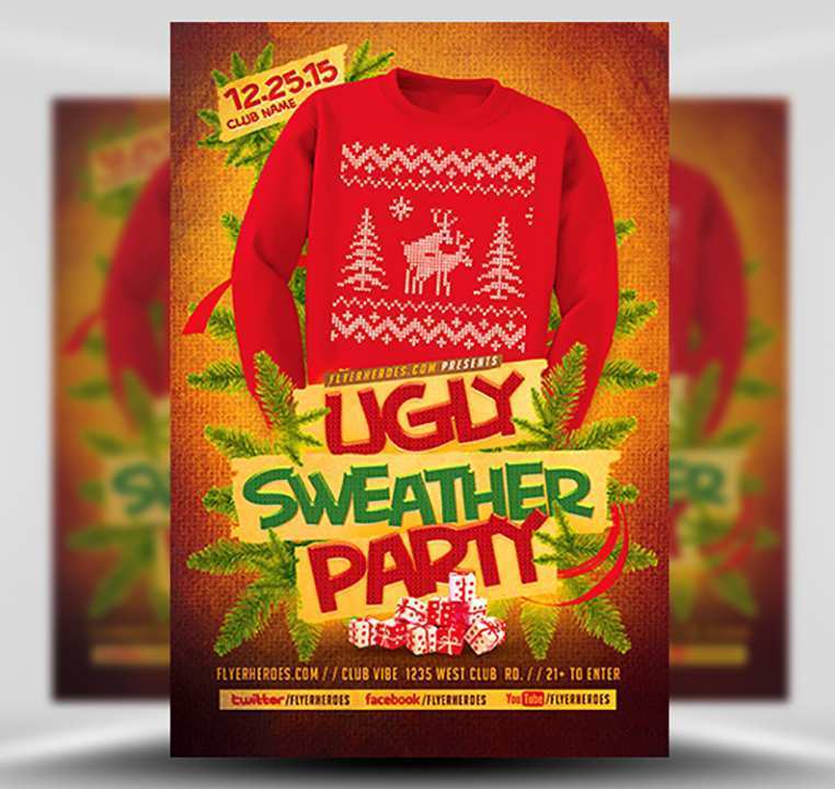 63 The Best Ugly Sweater Party Flyer Template PSD File by Ugly Sweater Party Flyer Template
