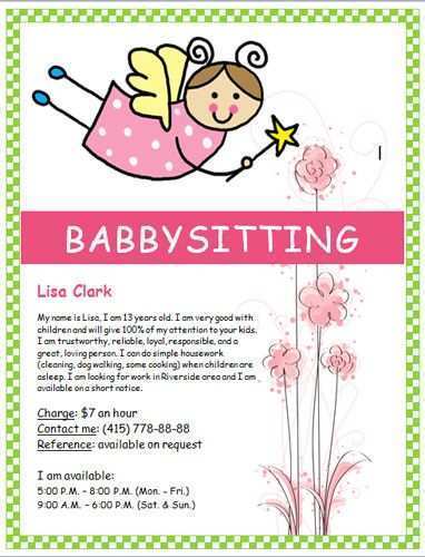 64 Create Babysitting Flyer Templates Free Formating for Babysitting Flyer Templates Free