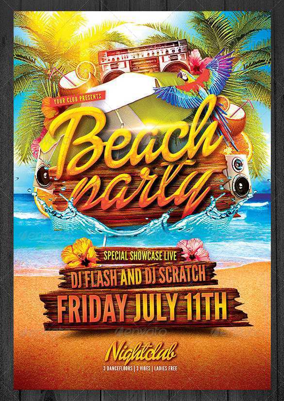 64 Free Beach Party Flyer Template With Stunning Design for Beach Party Flyer Template