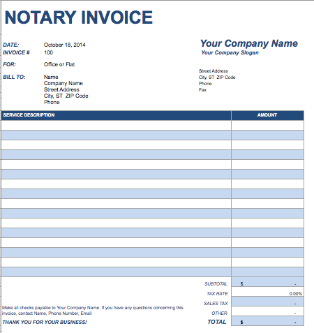 65 Blank Mobile Notary Invoice Template in Photoshop by Mobile Notary