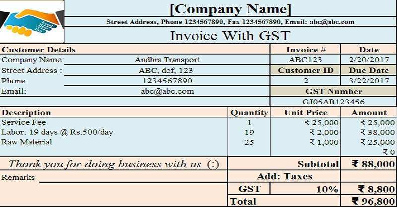 34+ Invoice Template Excel Gst Background
