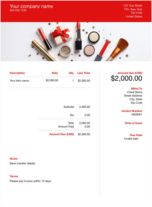 Makeup Artist Invoice Template Excel Cards Design Templates