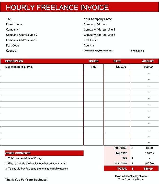 65 Free Hourly Invoice Template Free Now with Hourly Invoice Template Free