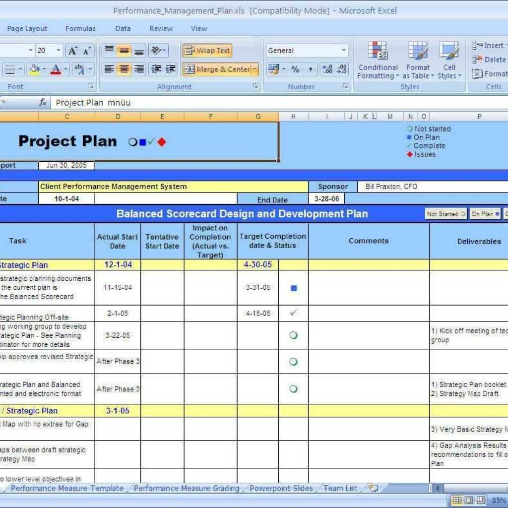  Balanced Scorecard Template Xls Database