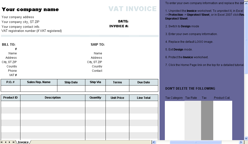 66 Printable Vat Exempt Invoice Template for Ms Word with Vat Exempt Invoice Template