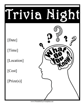 66 Visiting Trivia Night Flyer Template Maker by Trivia Night Flyer Template