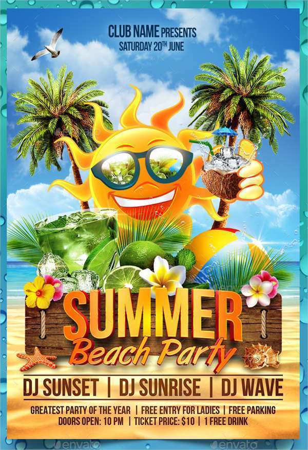67 Adding Beach Party Flyer Template Now with Beach Party Flyer Template