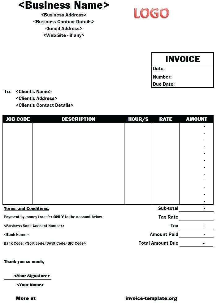 Freelance Invoice Template With Bank Details Cards Design Templates