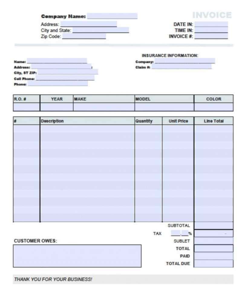 garage door repair invoice template cards design templates