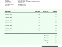 Auto Garage Invoice Template