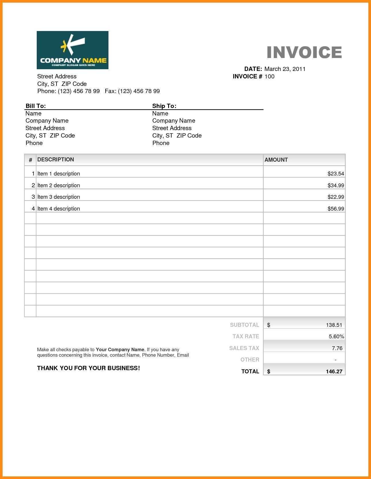 Lawn Service Invoice Template Excel Cards Design Templates