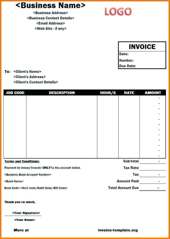 Written Invoice Template