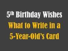 69 How To Create 5Th Birthday Card Template With Stunning Design by 5Th Birthday Card Template