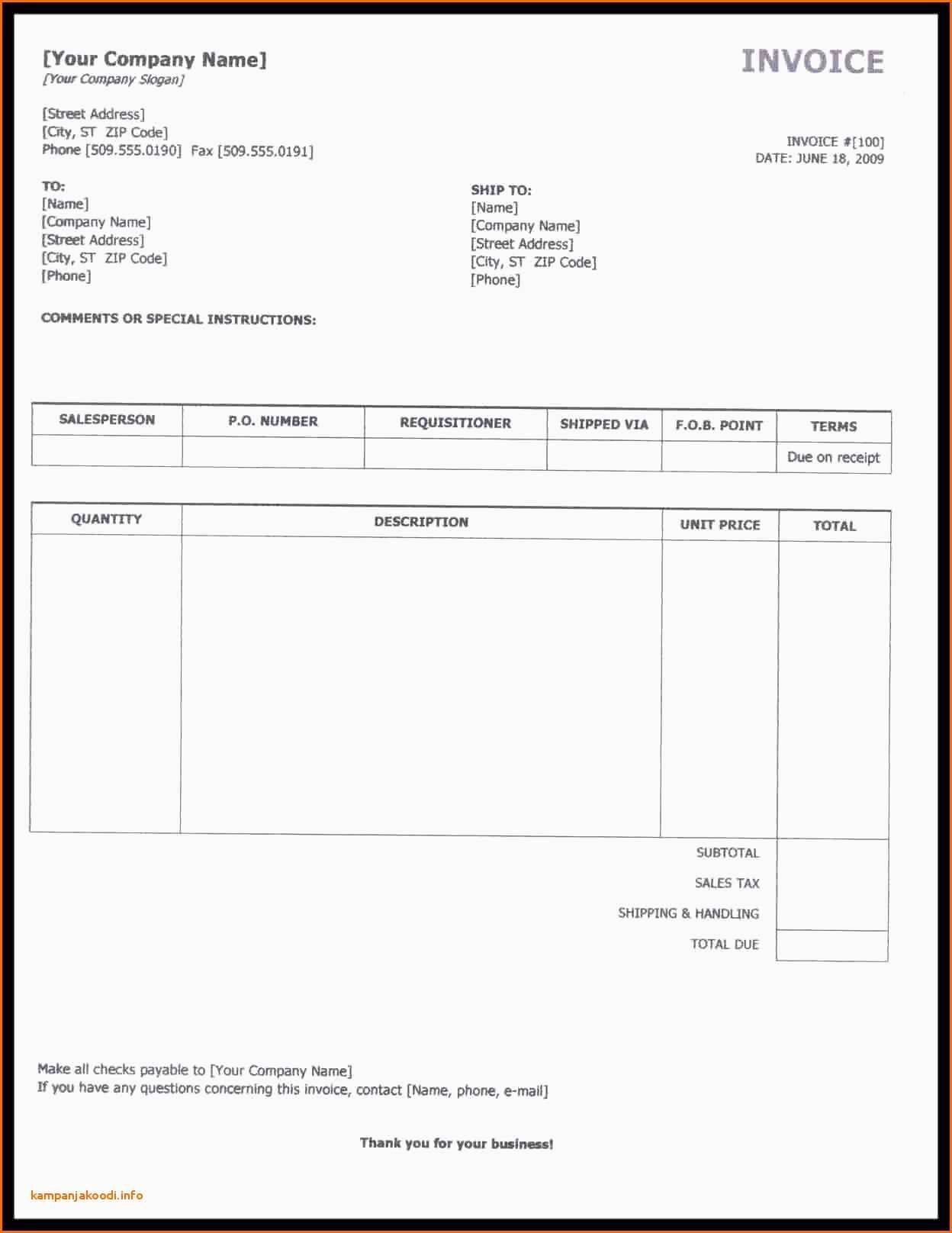 Invoice Template Uk Doc