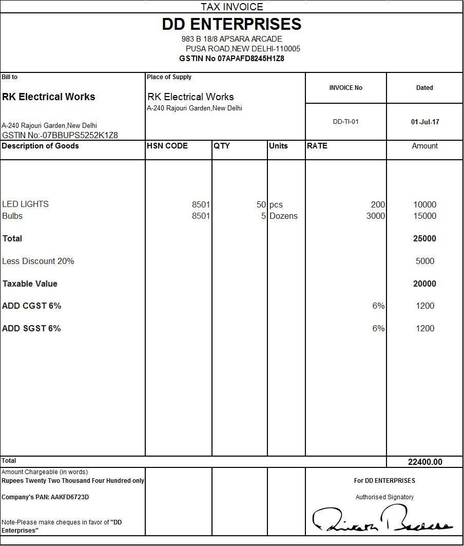 Tax Invoice Format Hd Cards Design Templates