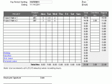 70 Blank Time Card Template For Excel in Word for Time Card Template For Excel