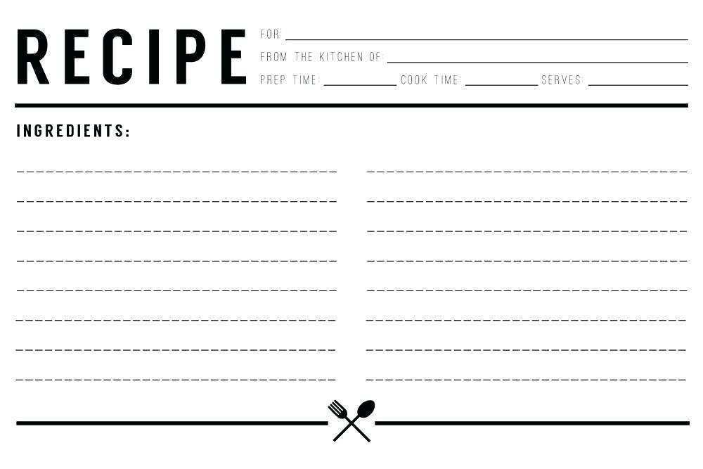 Free Printable 4X6 Recipe Card Template Cards Design Templates