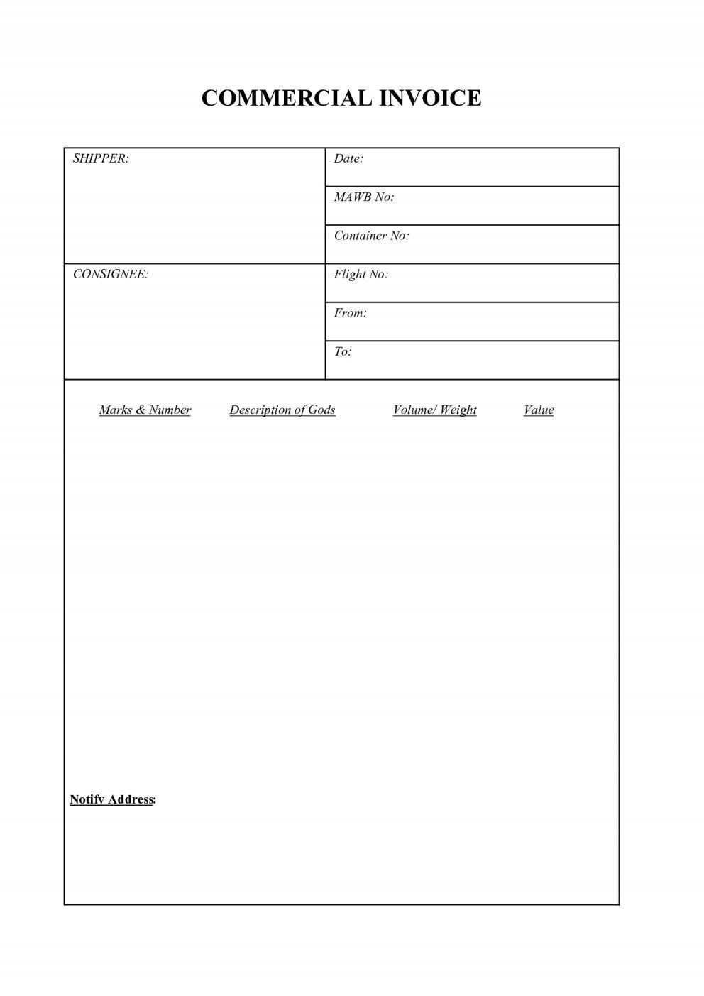 View Commercial Invoice Template Word Images