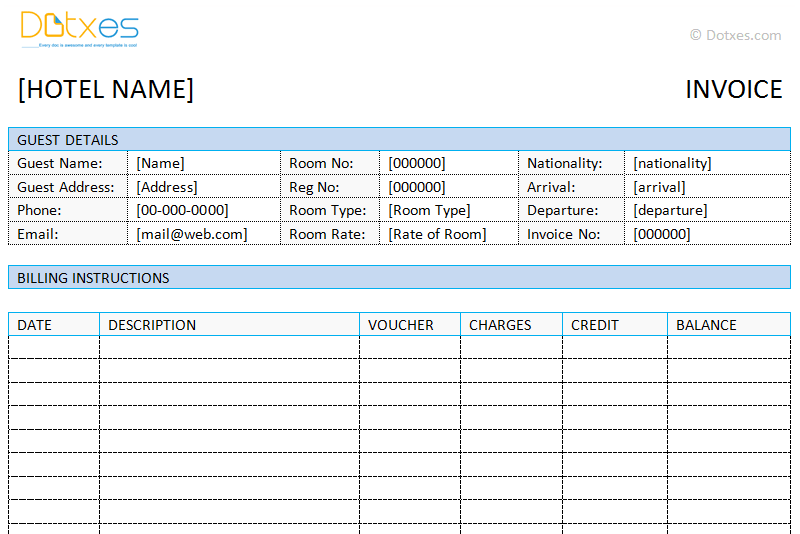 Download Invoice Format In Word For Hotel Images