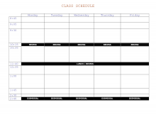 71 Free Printable Class Schedule Template College in Photoshop by Class Schedule Template College