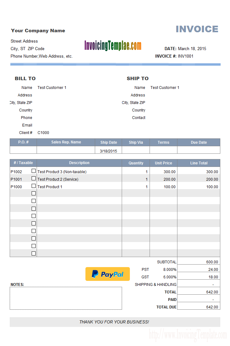 Advance Payment Invoice Sample MS Excel Templates